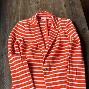Michael Kors Orange and White Striped Blazer